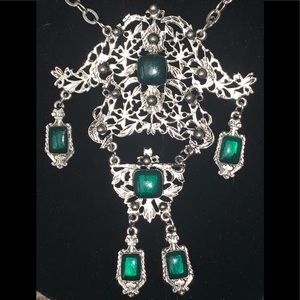 Vintage Green long boho ethnic art deco vintage statement necklace